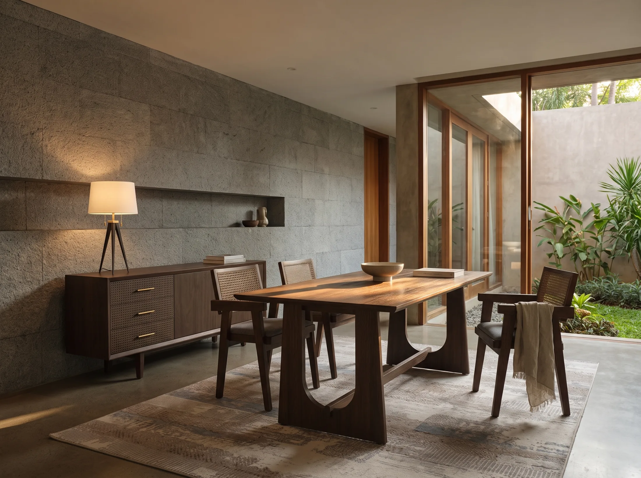 Indoor Teakwood on real furniture in a room