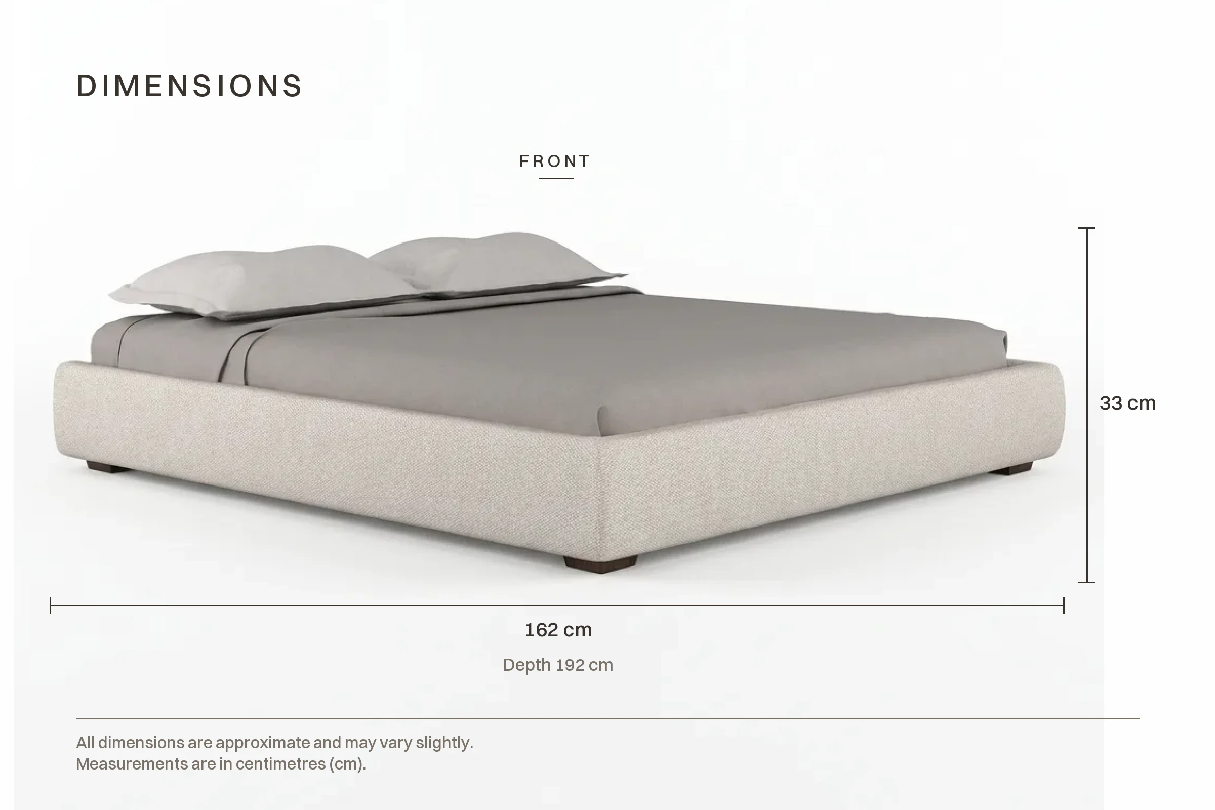 Ivo Upholstery - Bed Frame dimensions