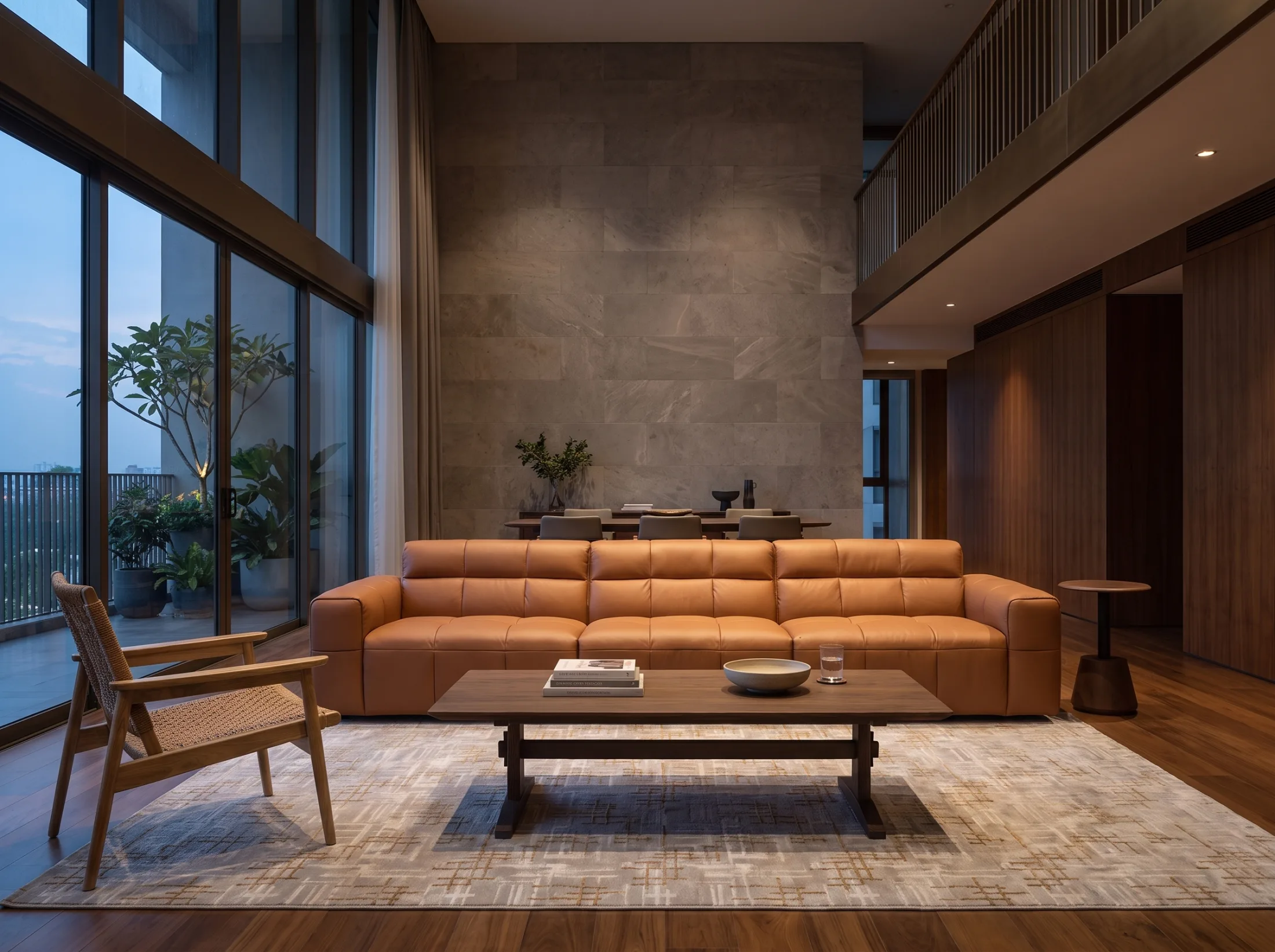 Leather on real furniture in a room