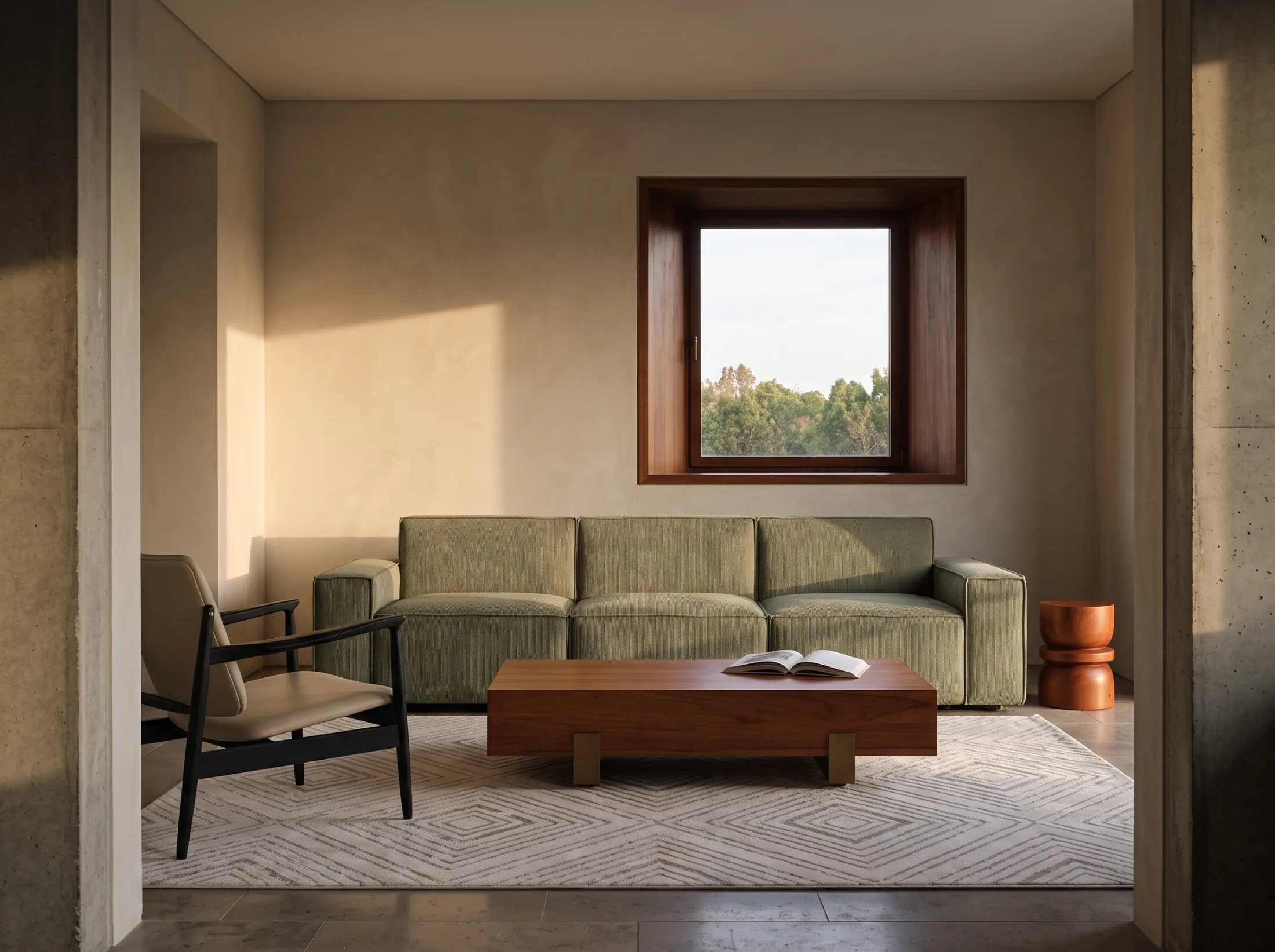 A complete living room furnished for a private residence