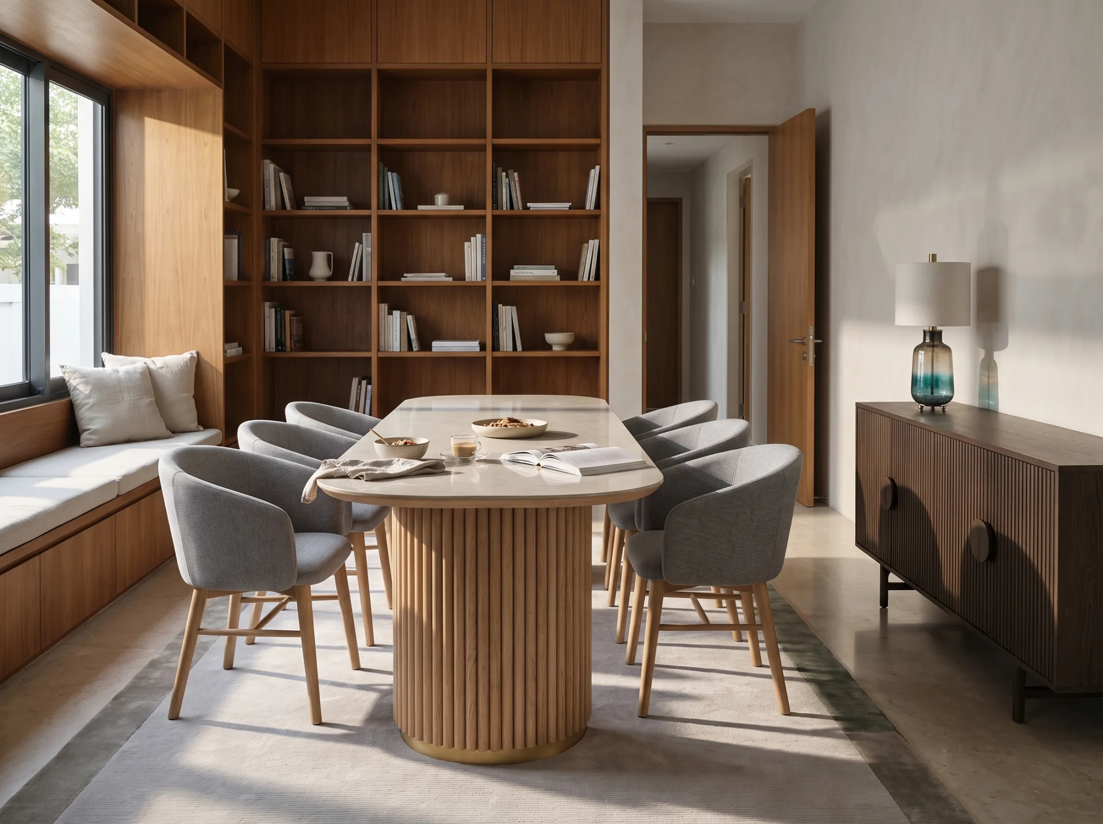 Indoor Sintered Stone on real furniture in a room
