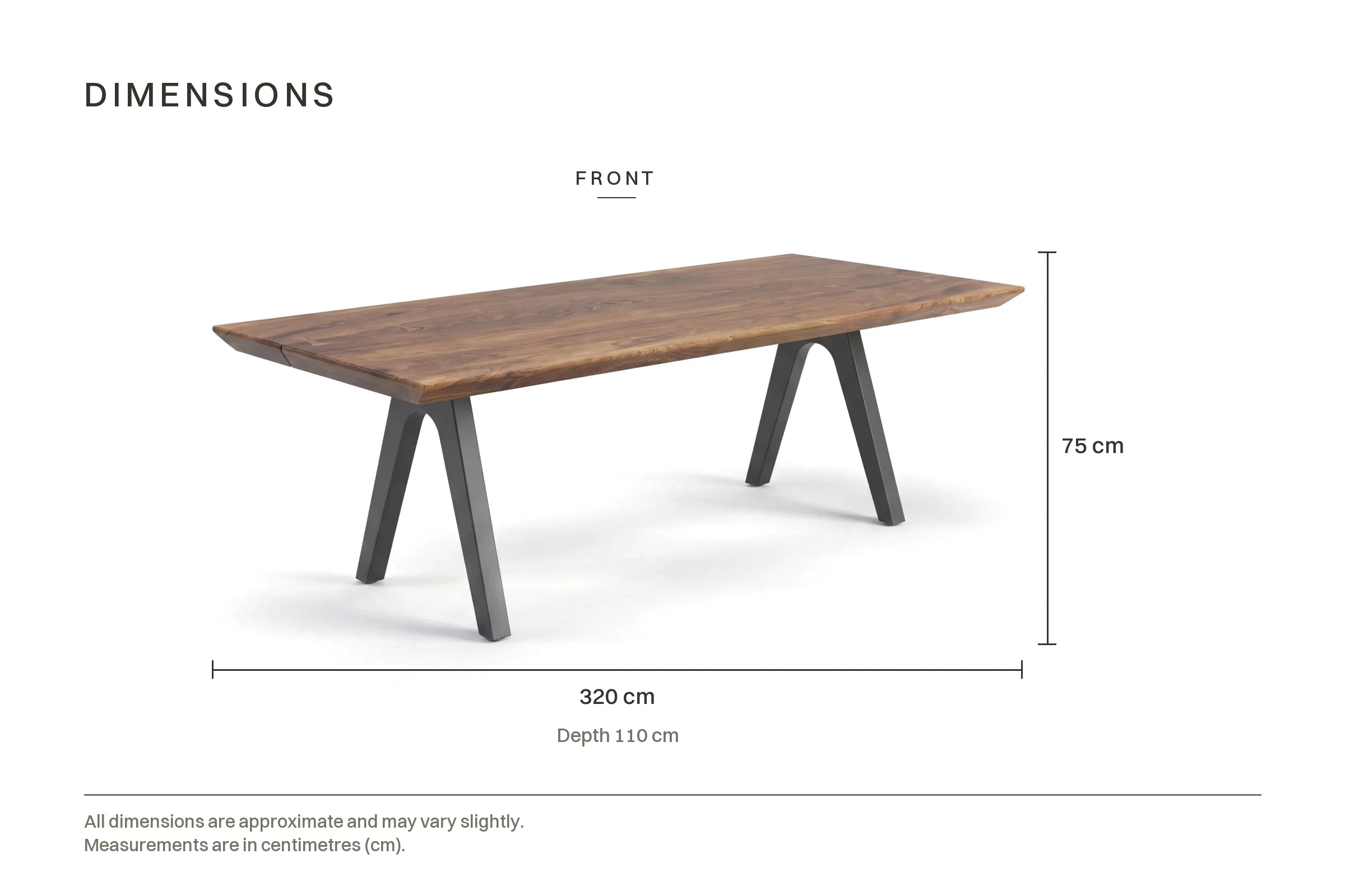 Tera Recta Dining Table 320 dimensions