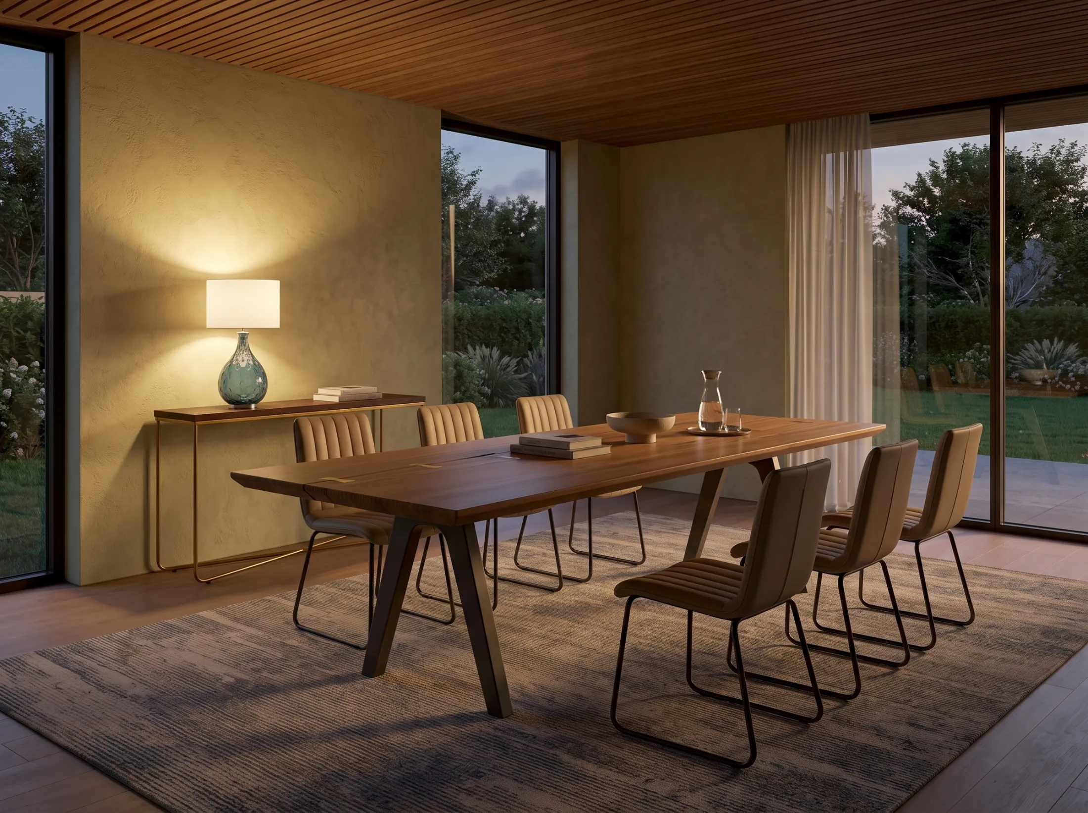 Indoor Suar Wood on real furniture in a room